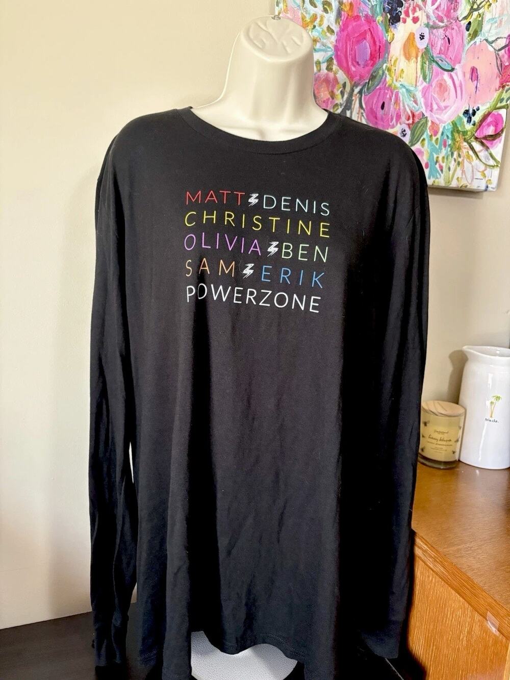 Peloton Power Zone Names Long Sleeve Shirt Women's Size 2XL Black Athletic Top